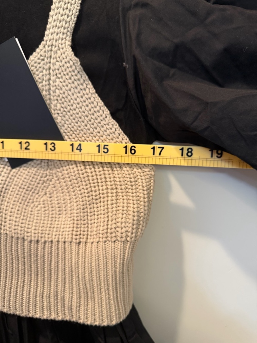En Saison Black Puff Sleeve Tiered Dress with Cream Knit Overlay Vest - Picture 6 of 6